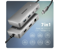 Axagon HMC-CUB83X2 USB-C 10Gbps DUAL 4K DISPLAY 7in1 hub - 1485458 - zdjęcie 2